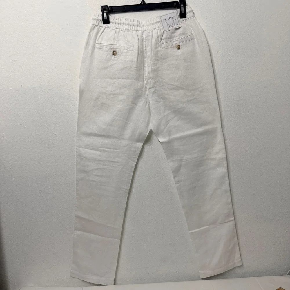 Collection by Michael Strahan Mens White 100% Linen Drawstring Pants Size S NWT